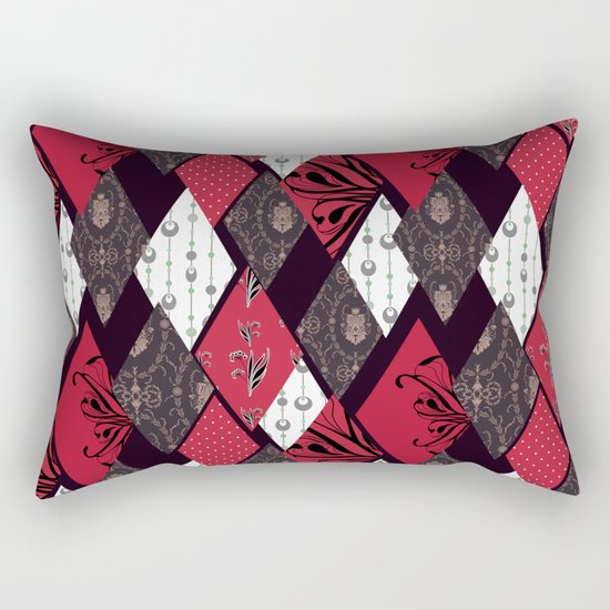 Black-red patchwork . Rectangular Pillow