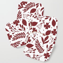 Red Floral Vine Pattern Coaster