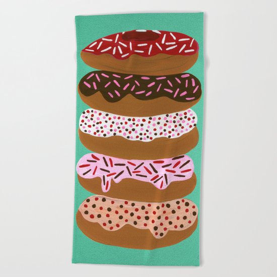 Stacked Donuts on Mint Beach Towel