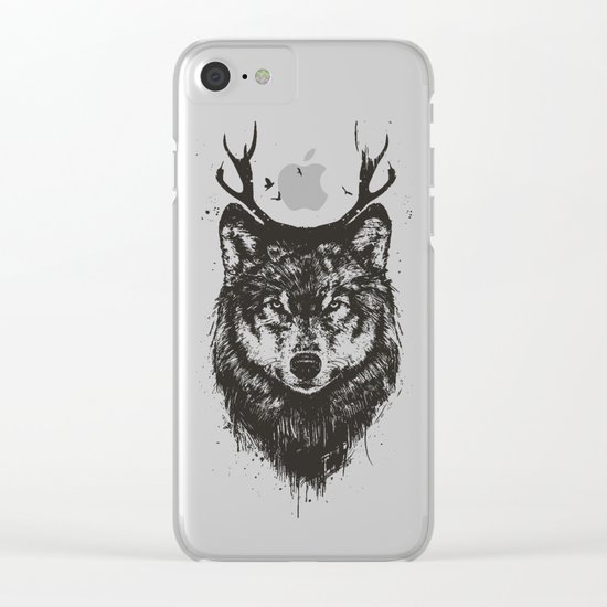 Deer wolf (b&w) Clear iPhone Case