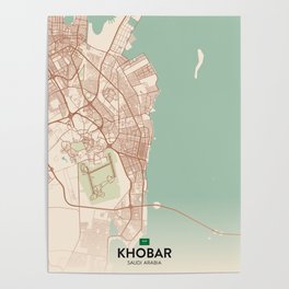 Khobar, Saudi Arabia - Vintage City Map Poster