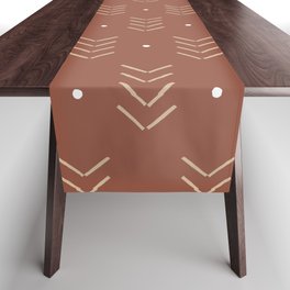 Arrow Lines Geometric Pattern 8 in Terracotta and Beige Table Runner