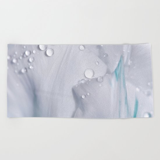 White tulip with water drops 27 Beach Towel