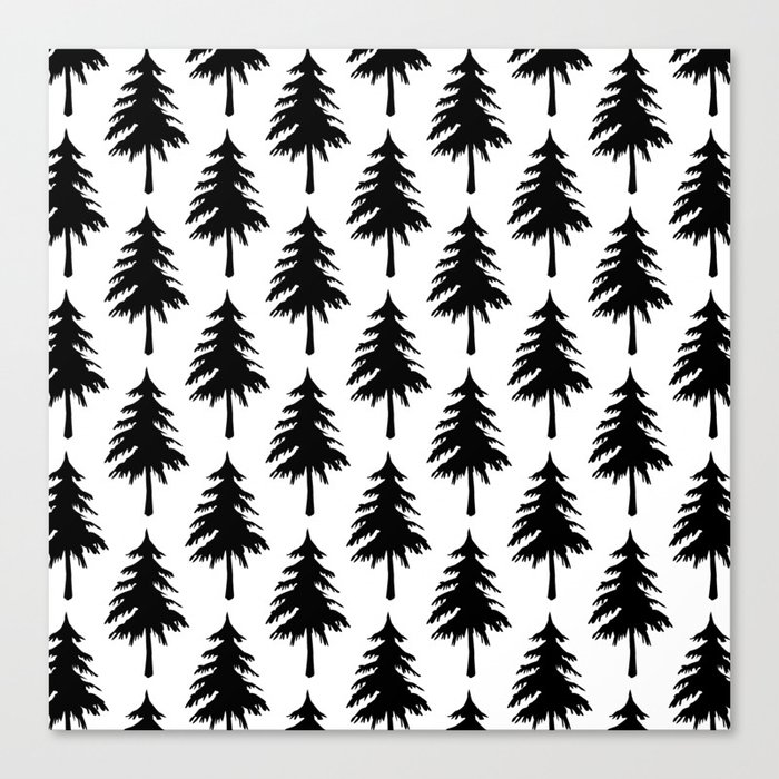 Black pine trees pattern Canvas Print