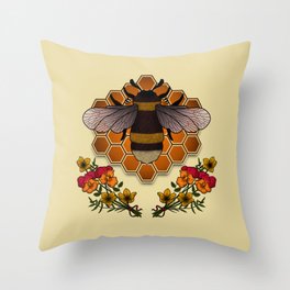 The Bumble Bee & his Honeycomb Throw Pillow