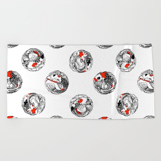 Polka koi Beach Towel