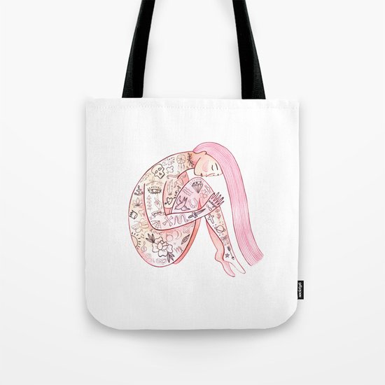 Watercolor tattoo girl Tote Bag
