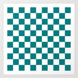 Checker Texture  (Teal & White) Art Print
