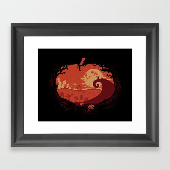 View over Halloween Town Framed Art Print