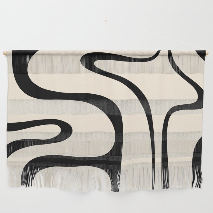 Copacetic Retro Abstract in Black and Almond Cream Wall Hanging
