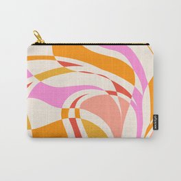 GROW YOUR OWN WAY with Liquid retro abstract pattern in Pink and Orange Carry-All Pouch