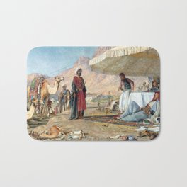 John Frederick Lewis A Frank Encampment in the Desert of Mount Sinai, 1842 The Convent of St. Catherine in the Distance Bath Mat | Natural, Landscape, Middleeast, Sheik, Culture, Nature, Egypt, Cultural, Oil, Johnfredericklewis 