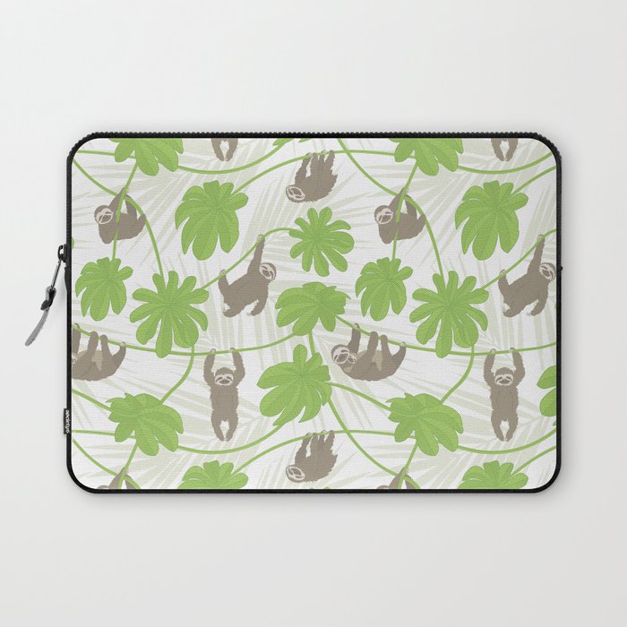 Happy Sloths and Cecropia leaves Laptop Sleeve
