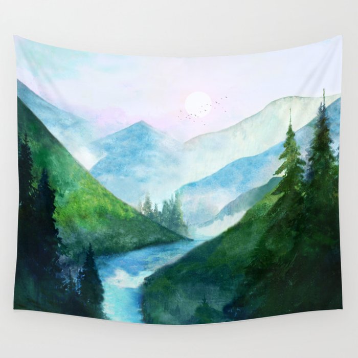 Mountain River Wall Tapestry