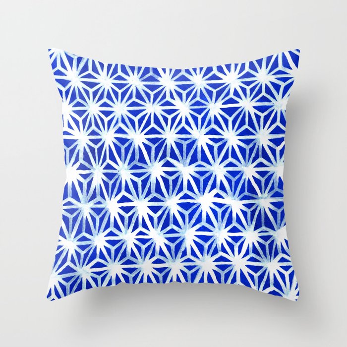 Diamond Star in blue and white Throw Pillow