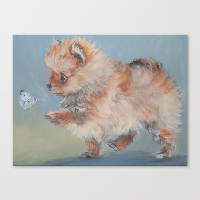 Pomeranian Dog Art From An Original Painting By L A Shepard Canvas