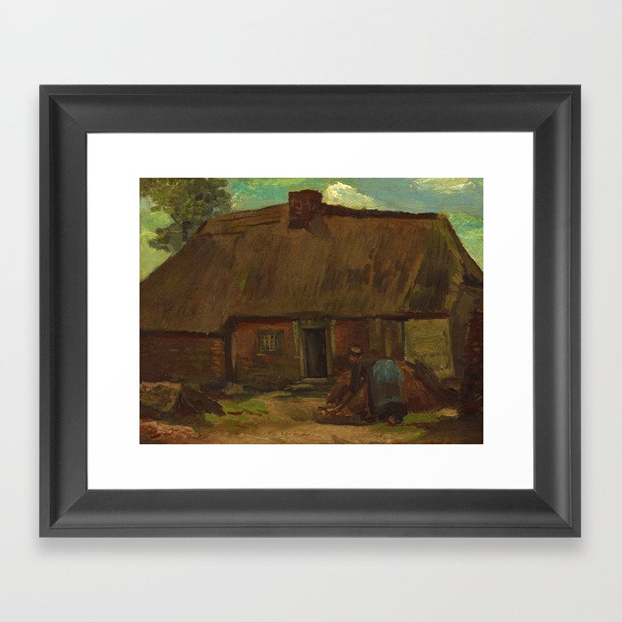 Cottage with Peasant Woman Digging, 1885 by Vincent van Gogh Framed Art Print