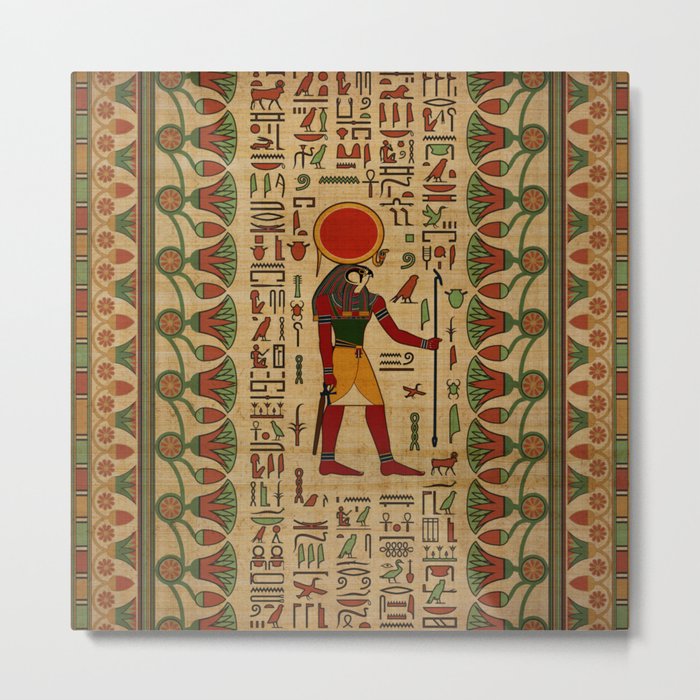 Egyptian Re-Horakhty  - Ra-Horakht  Ornament on papyrus Metal Print