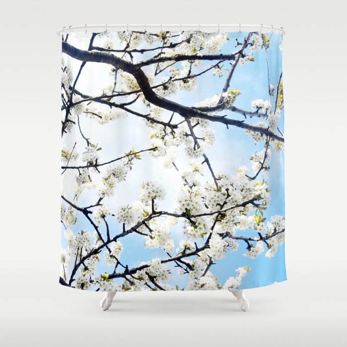 White Cherry Blossom 9 Shower Curtain