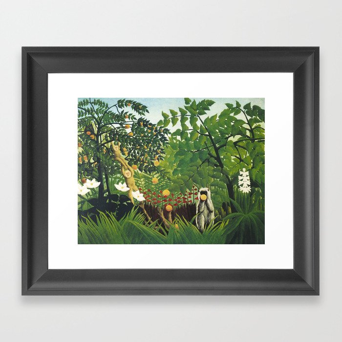 Henri Rousseau "Monkeys in the jungle - litograph" Framed Art Print