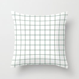 Grid Pattern White Forest Green Windowpane Graph Check Stripe Lines Minimalist Stripes Line Drawing Throw Pillow
