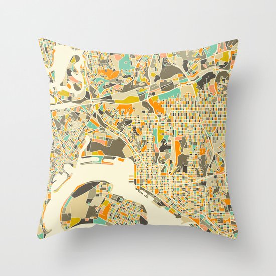 San Diego Map Throw Pillow