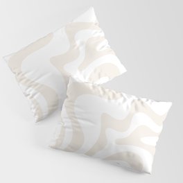 Liquid Swirl Abstract Pattern in Pale Beige and White Pillow Sham