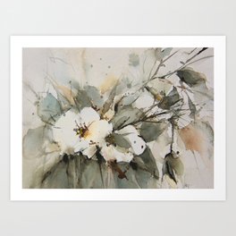 white roses Art Print | Painting, Nature, Illustration 