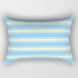 [ Thumbnail: Light Sky Blue and Light Yellow Colored Stripes Pattern Rectangular Pillow ]