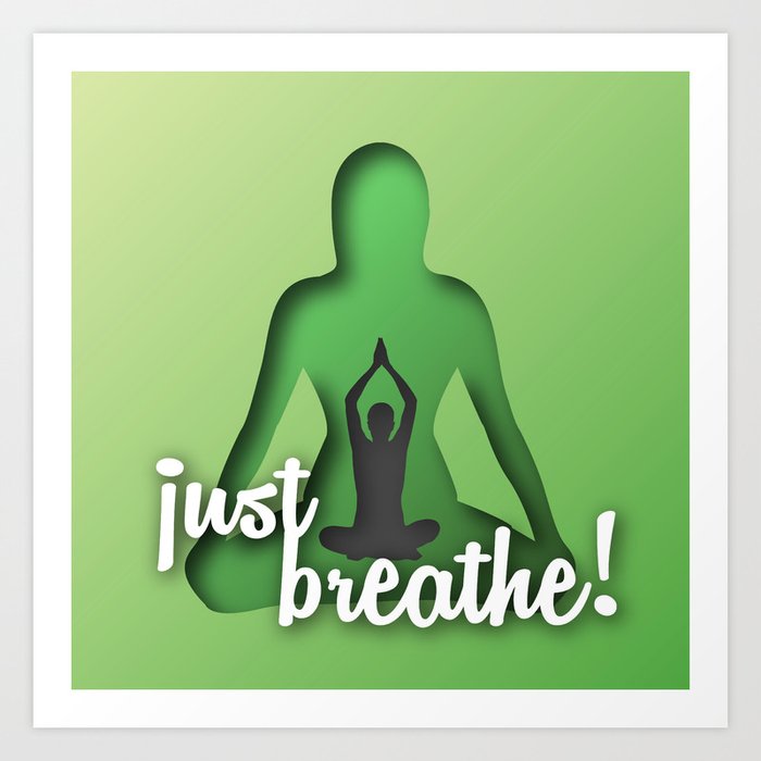 Yoga and meditation quotes paper cut out effect green Art Print