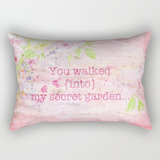 You walked into my secret garden - Pink flower typography Rectangular Pillow