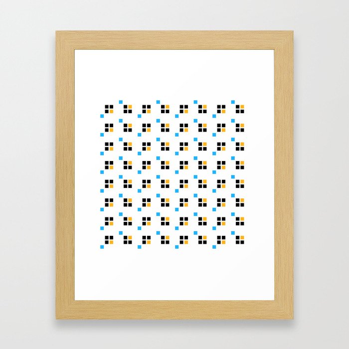 Three color enlarged pixel pattern Framed Art Print