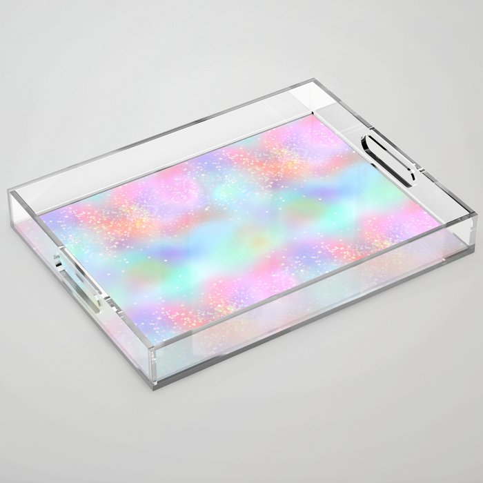 Pretty Rainbow Holographic Glitter Acrylic Tray