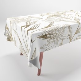 Elegant white gold modern trendy floral Tablecloth