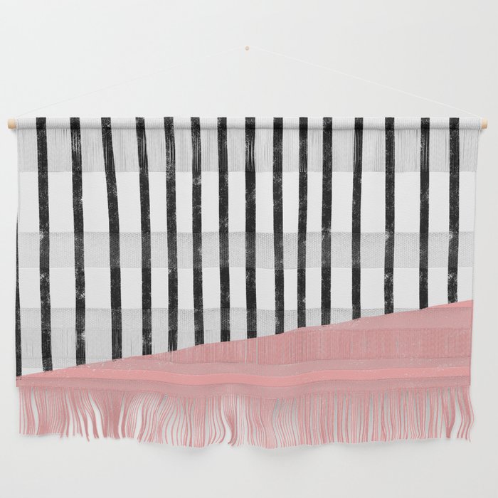 Handmade Stripe Block Pattern (pink/white/black) Wall Hanging