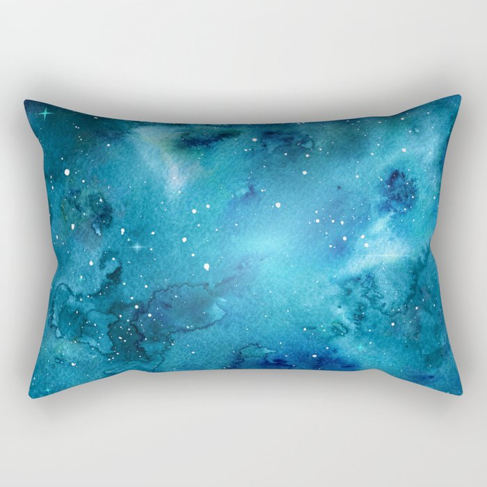 Blue Watercolor Galaxy Rectangular Pillow