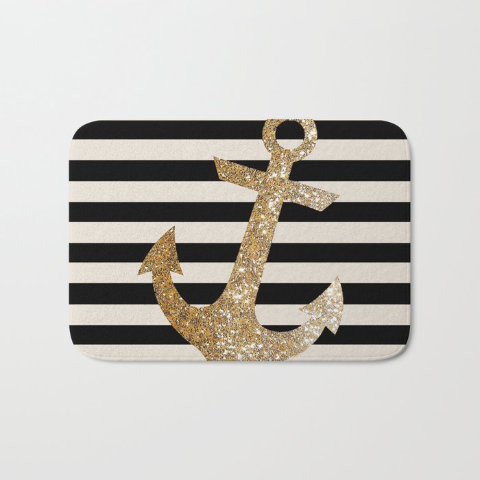 GOLD GLITTER ANCHOR IN BLACK AND NUDE Bath Mat