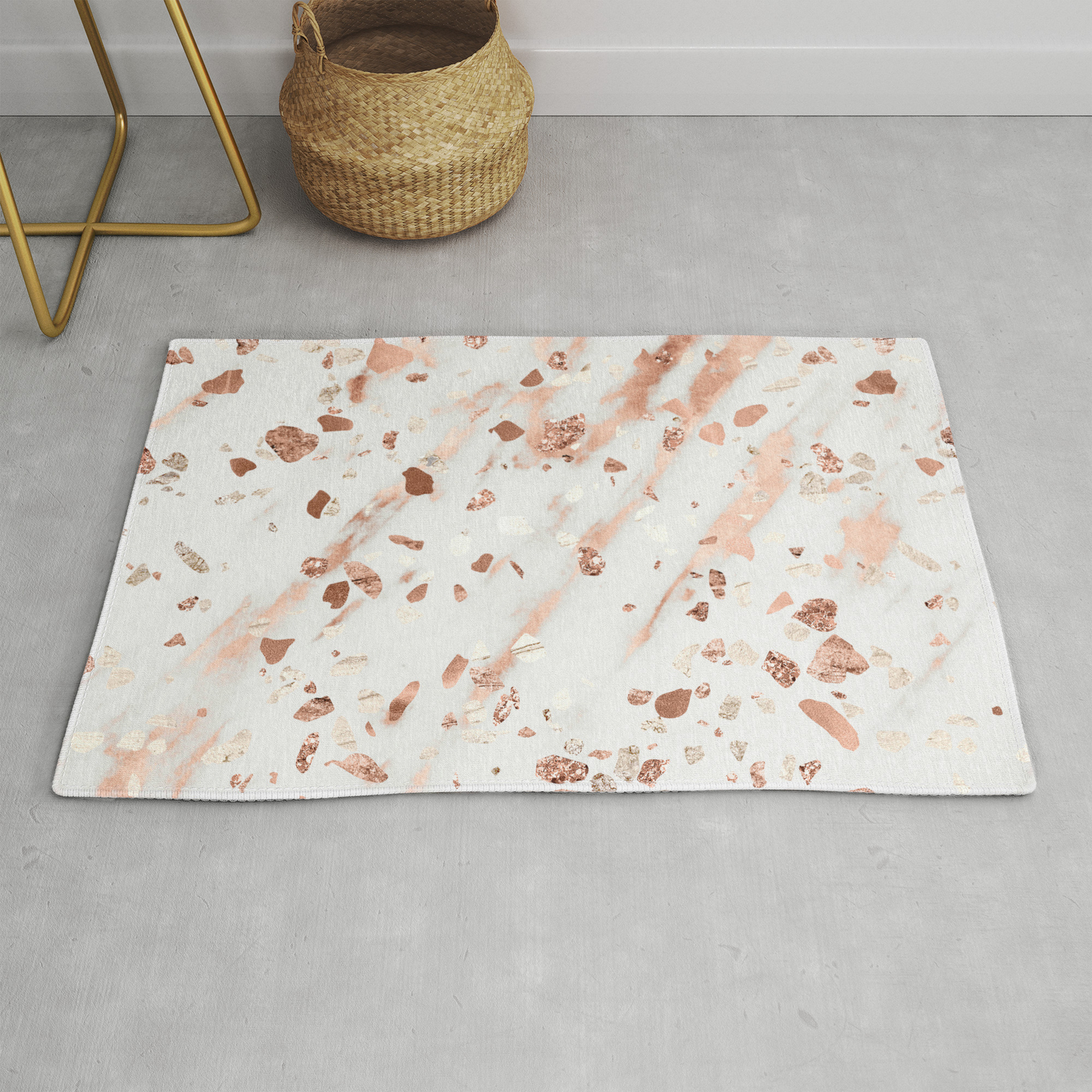 Pink Quartz Terrazzo Rose Gold Marble Rug By Followmeinstead