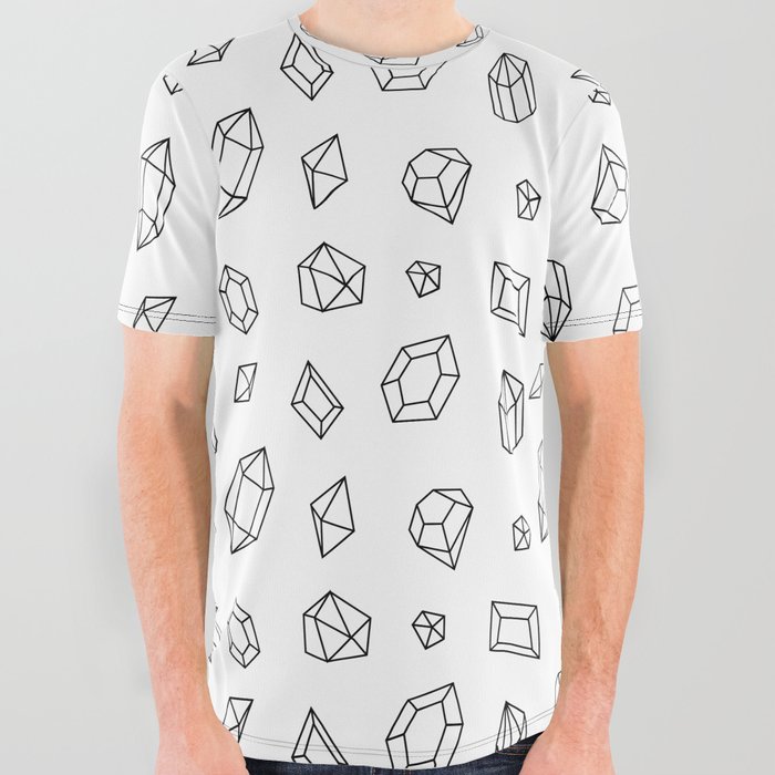Black Gems Pattern All Over Graphic Tee
