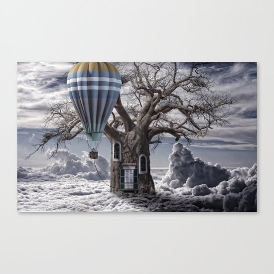 Home tree up in the clouds Canvas Print
