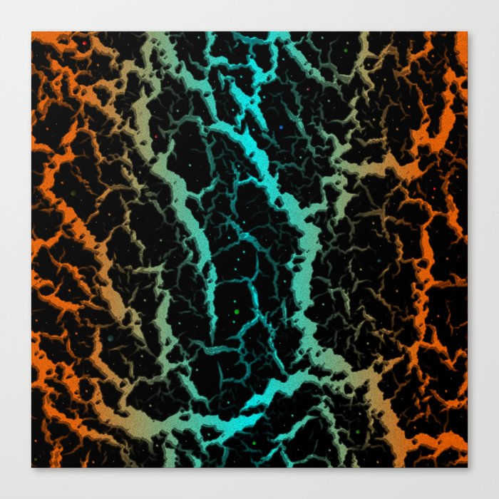 Cracked Space Lava - Orange/Cyan Canvas Print