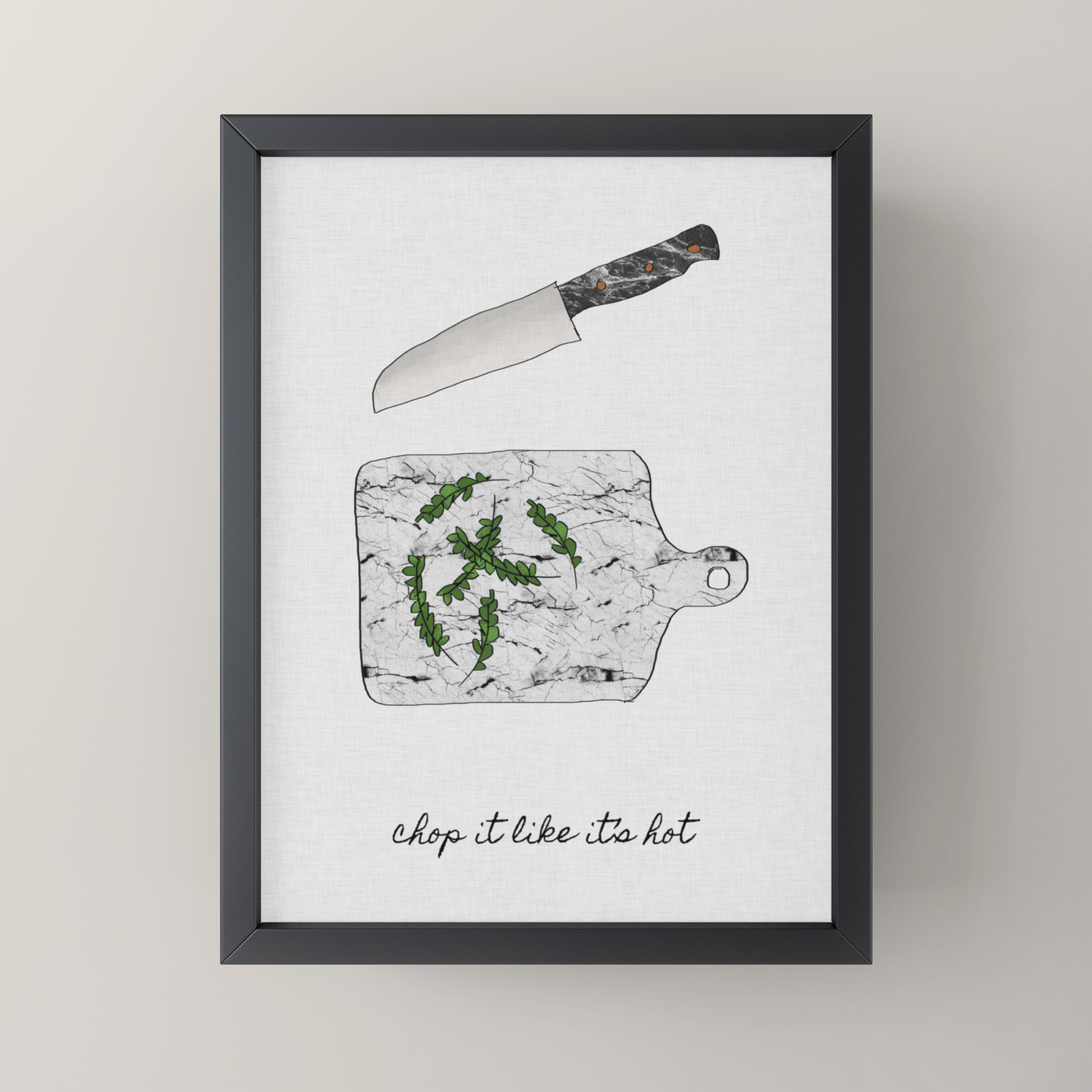 Chop It Like Its Hot Kitchen Wall Decor Framed Mini Art Print By