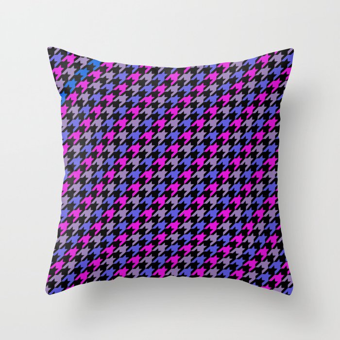 Pink, Purple, and Blue Houndstooth Throw Pillow