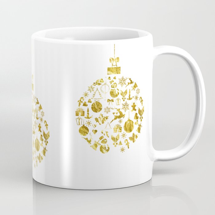Golden Shimmering Christmas Ornament Bauble Coffee Mug By