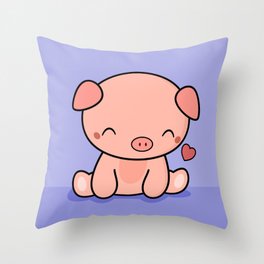 Cute Kawaii Pig With Heart Throw Pillow