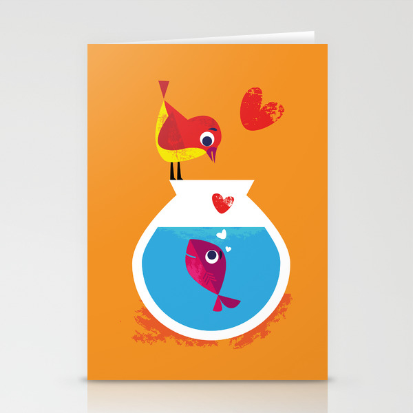A Fish May Love A Bird But Where Would They Live Stationery Cards By Lomp Society6