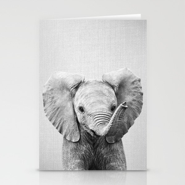 Baby Elephant - Black & White Stationery Cards