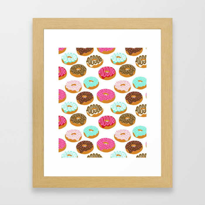 Donuts Art Print Junk Food Pattern Design Kids Minimal Modern Kitchen Baking Breakfast Hipster Baker Framed Art Print By Charlottewinter Society6