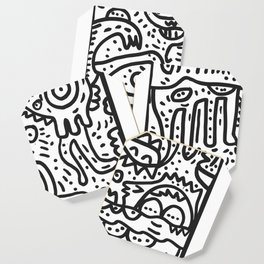 Cool Graffiti Art Doodle Black and White Monsters Scene Coaster