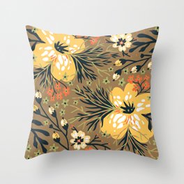 flowers and leaves pattern Throw Pillow